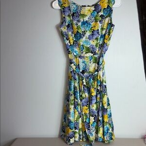 Vibrant‎ Blue and Yellow Cottagecore whismygoth Sleeveless Midi Dress